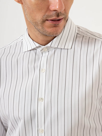Arthur Stripe Shirt - Bright White & Black