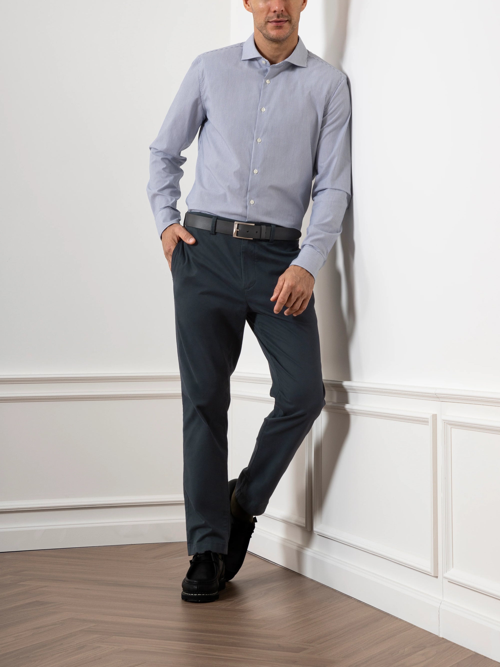 Arthur Bengal Stripe Shirt - Bright White & Mid Blue