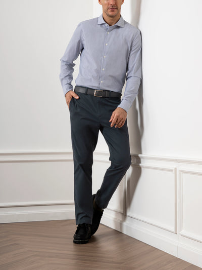 Arthur Bengal Stripe Shirt - Bright White & Mid Blue