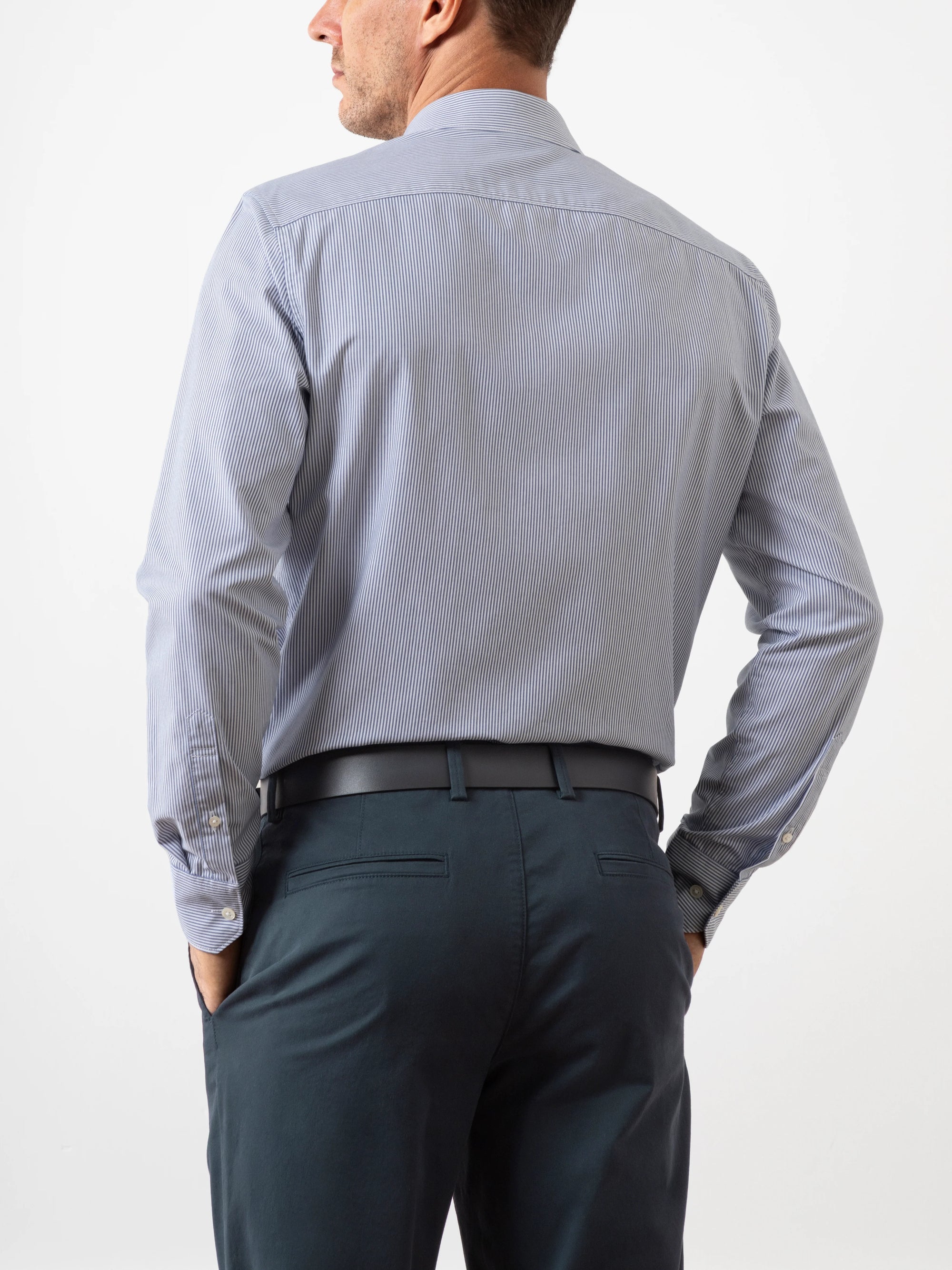 Arthur Bengal Stripe Shirt - Bright White & Mid Blue