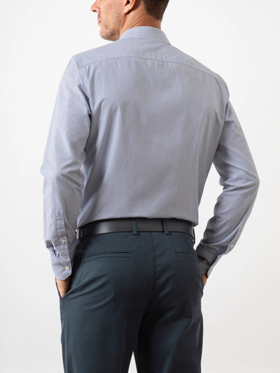 Arthur Bengal Stripe Shirt - Bright White & Mid Blue