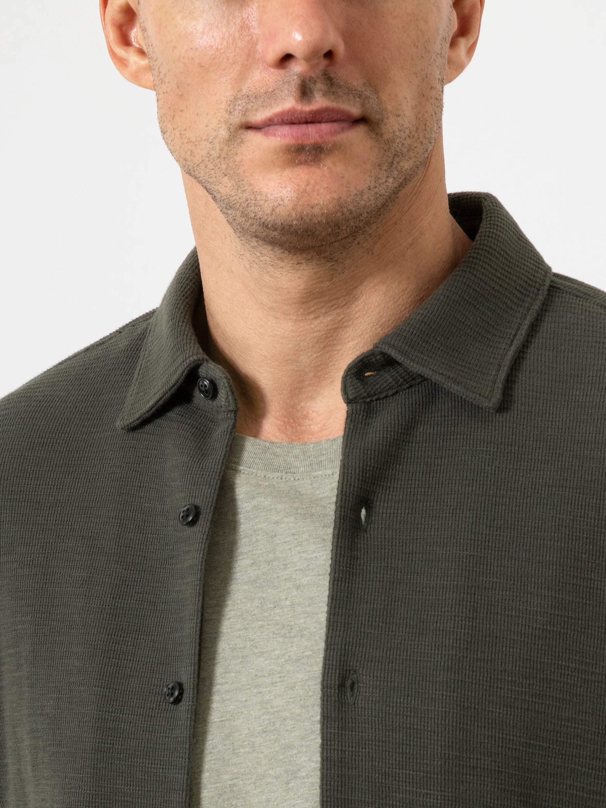 Darcy Slub Waffle Shirt - Peat