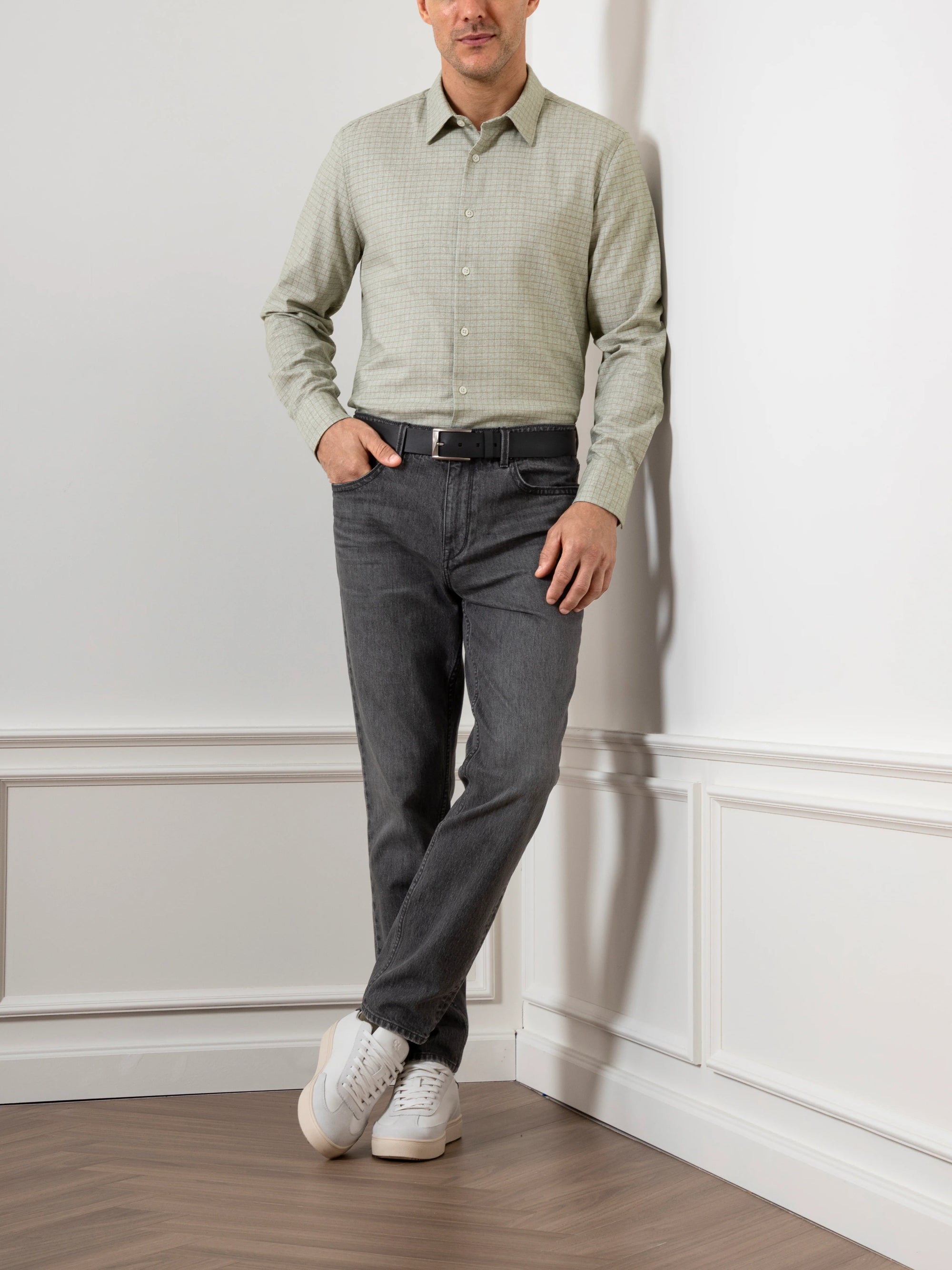 Arik Heather Gridcheck Shirt - Olive & Rosy Brown