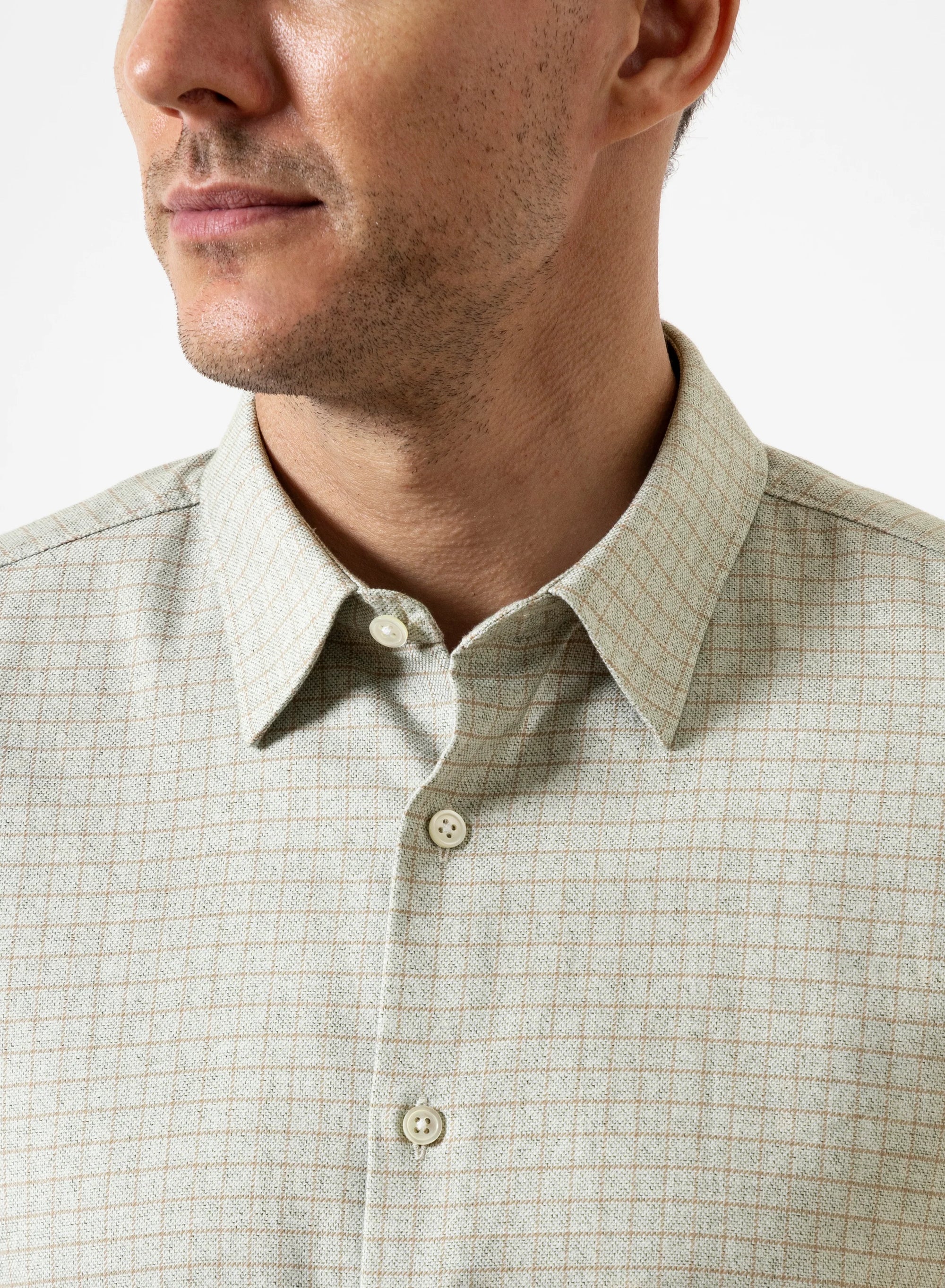 Arik Heather Gridcheck Shirt - Olive & Rosy Brown