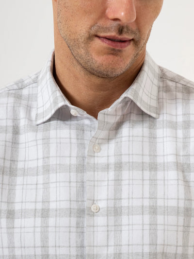 Adrian Heather Check Shirt - Off White & Light Gray