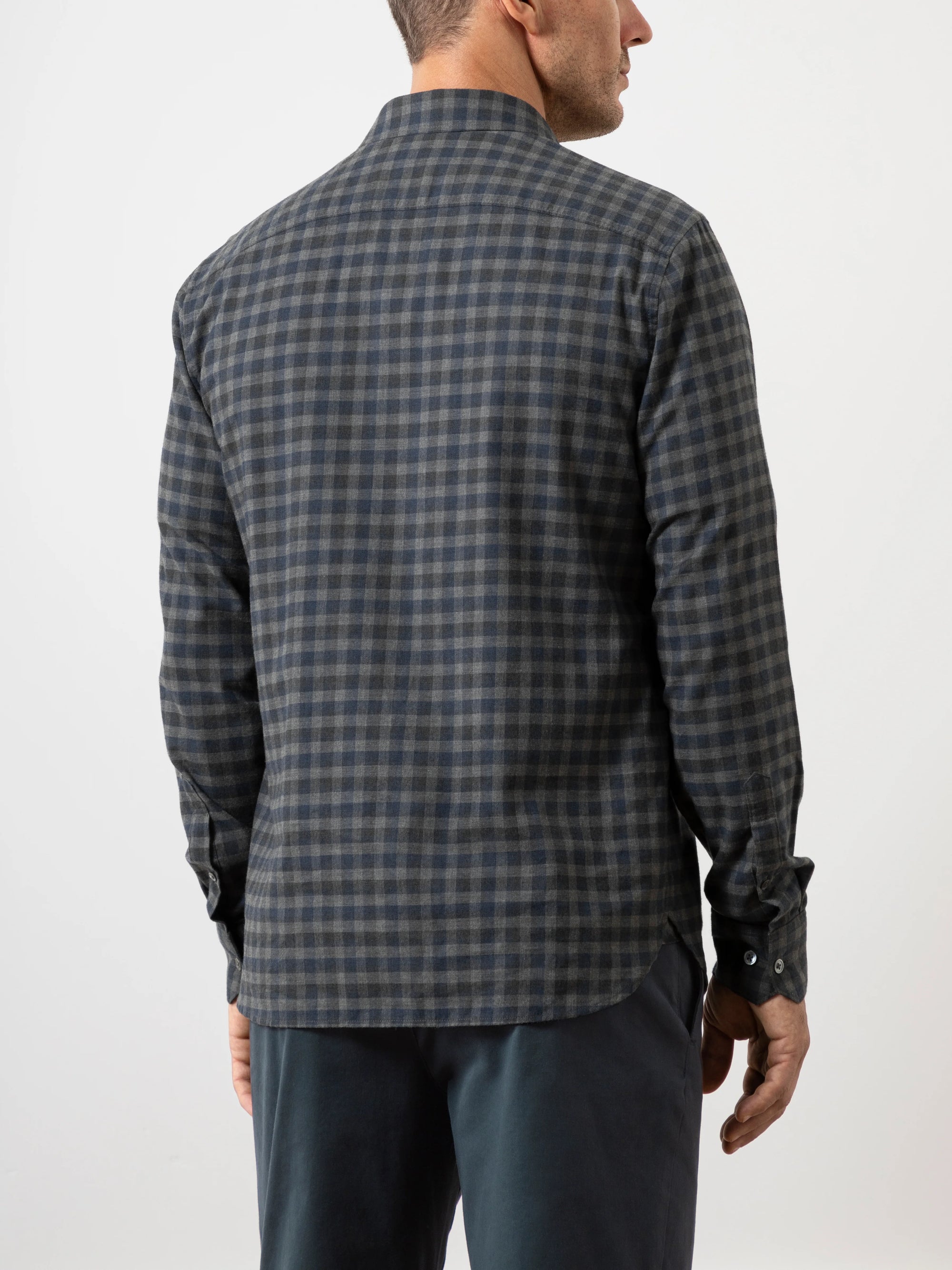 Adrian Gingham Check Shirt - Dark Charcoal Heather