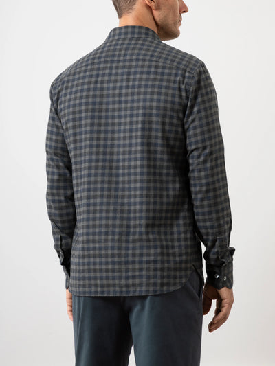 Adrian Gingham Check Shirt - Dark Charcoal Heather