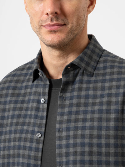 Adrian Gingham Check Shirt - Dark Charcoal Heather