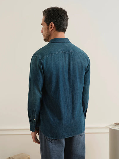 Fulton Pocket Denim Shirt - Mid Indigo