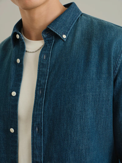 Fulton Pocket Denim Shirt - Mid Indigo