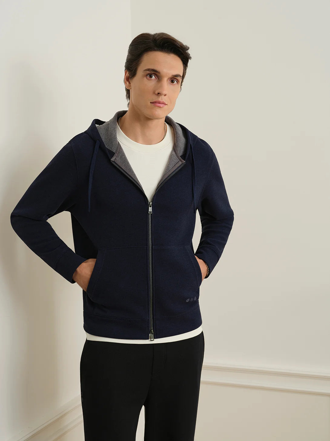 Harper Woolly Zip Hoodie - Dark Navy Heather