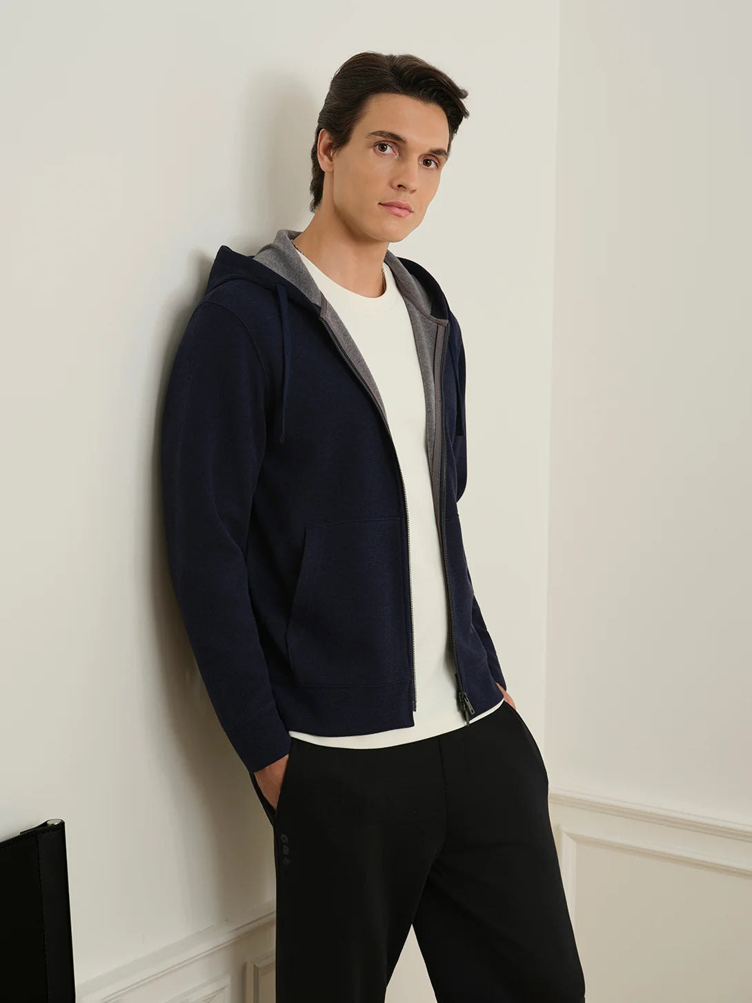 Harper Woolly Zip Hoodie - Dark Navy Heather