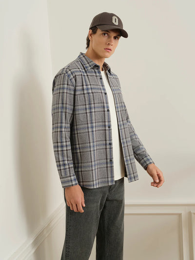 Varick Plaid Flannel Shirt - Charcoal & Dark Blue