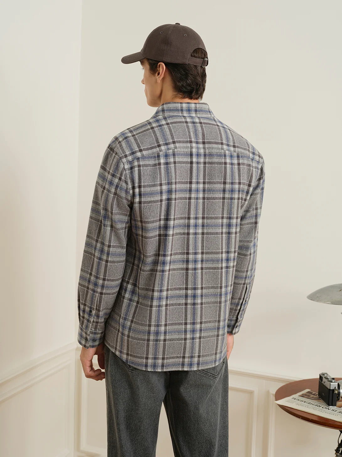 Varick Plaid Flannel Shirt - Charcoal & Dark Blue