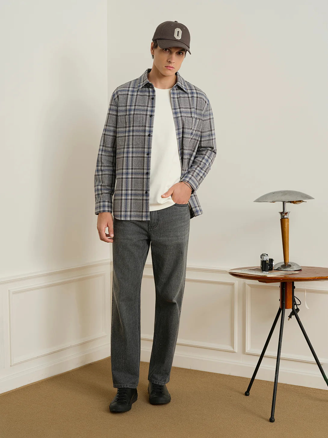 Varick Plaid Flannel Shirt - Charcoal & Dark Blue