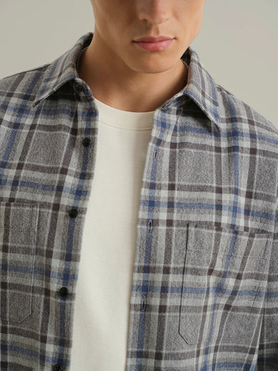 Varick Plaid Flannel Shirt - Charcoal & Dark Blue