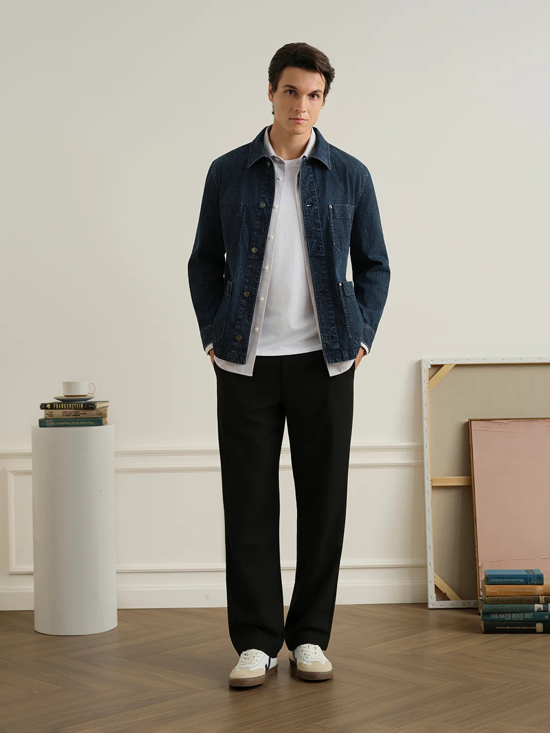 Remi Ripple Denim Jacket - Dark Indigo