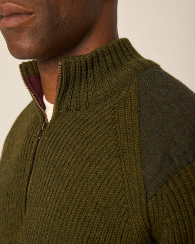 Foxton Quarter Zip Sweater - Olive