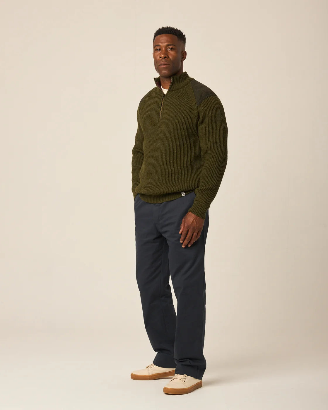 Foxton Quarter Zip Sweater - Olive