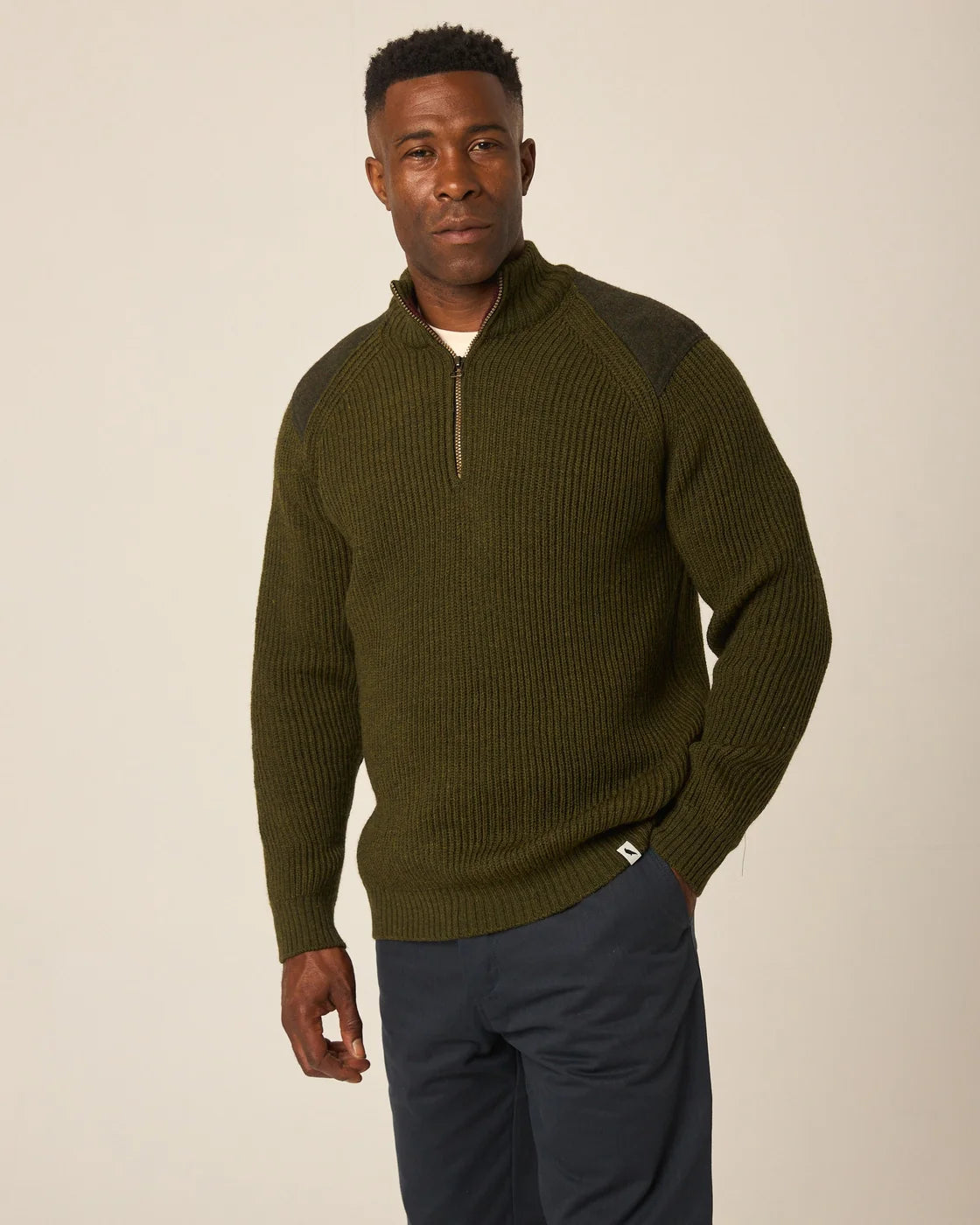 Foxton Quarter Zip Sweater - Olive