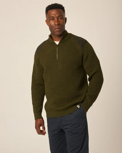 Foxton Quarter Zip Sweater - Olive