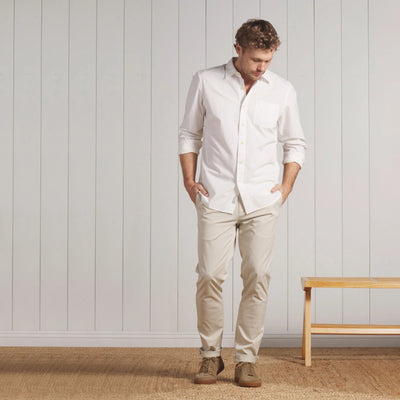 Amalfi Textured Linen Cotton Long Sleeve Shirt - White