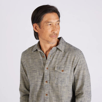 Linear Slub Twill Shirt - Moss Gray