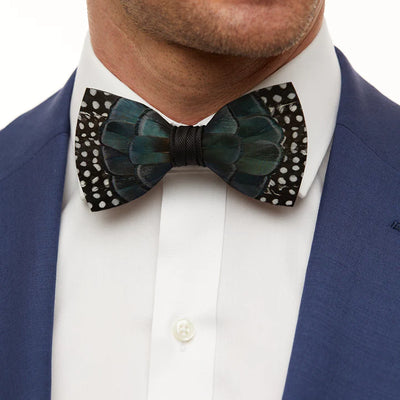 Green Pond Bow Tie - Pheasant & Guinea Feathers