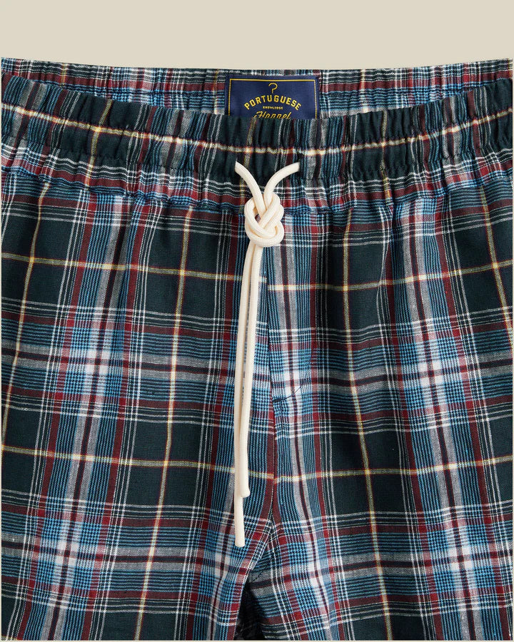 Handle Plaid Linen Shorts - Navy