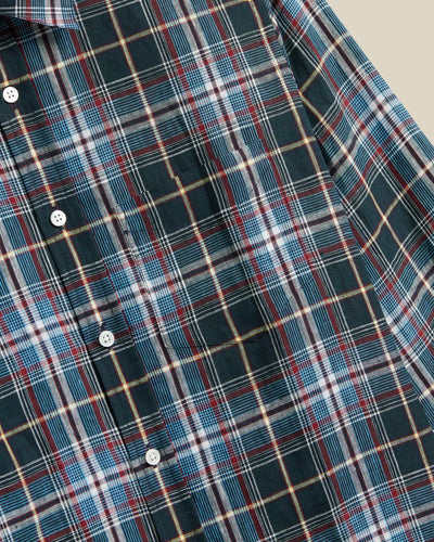 Handle Plaid Long Sleeve Shirt - Navy