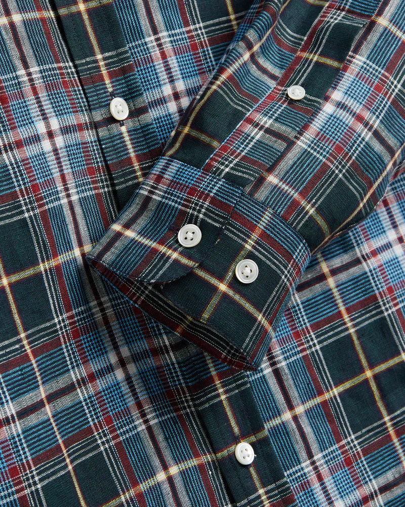 Handle Plaid Long Sleeve Shirt - Navy