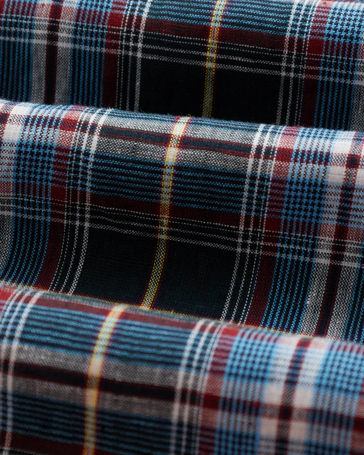 Handle Plaid Linen Shorts - Navy