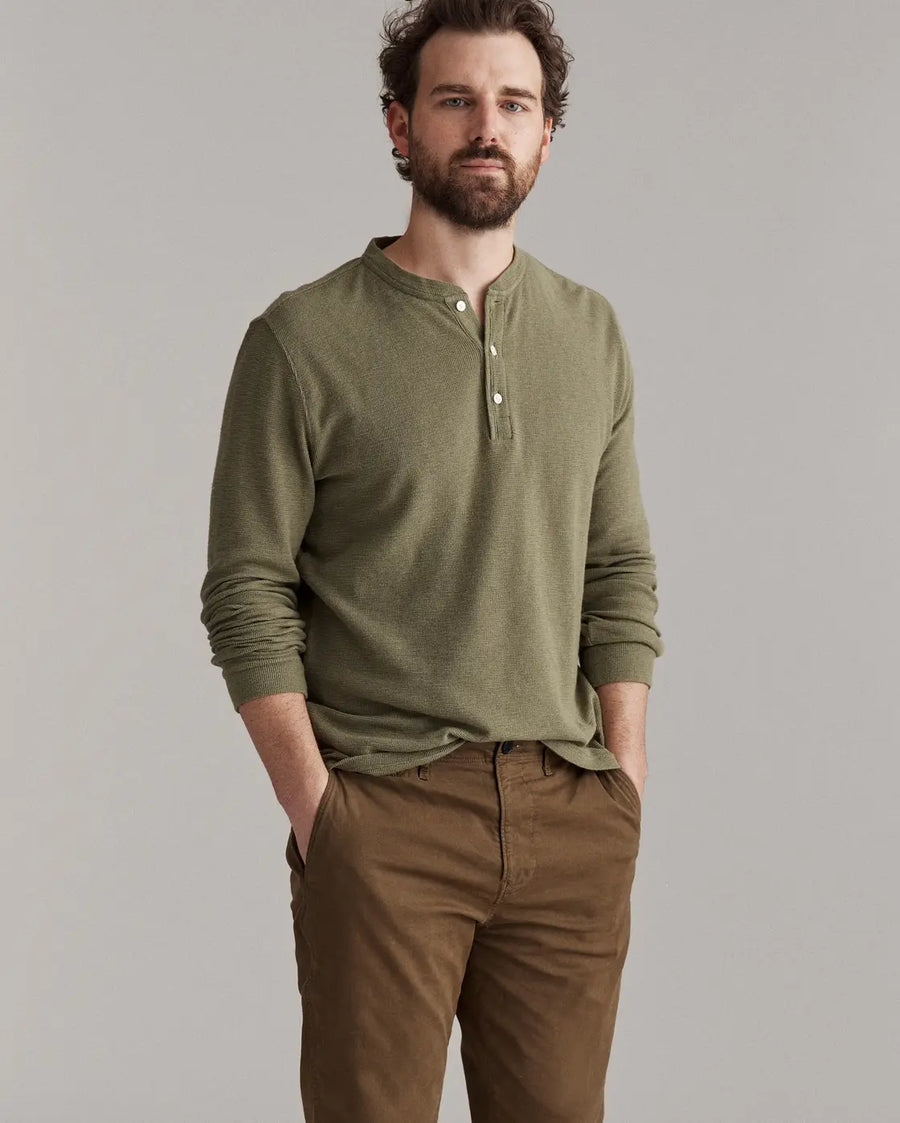 Slub Tuck Henley - Lichen Green