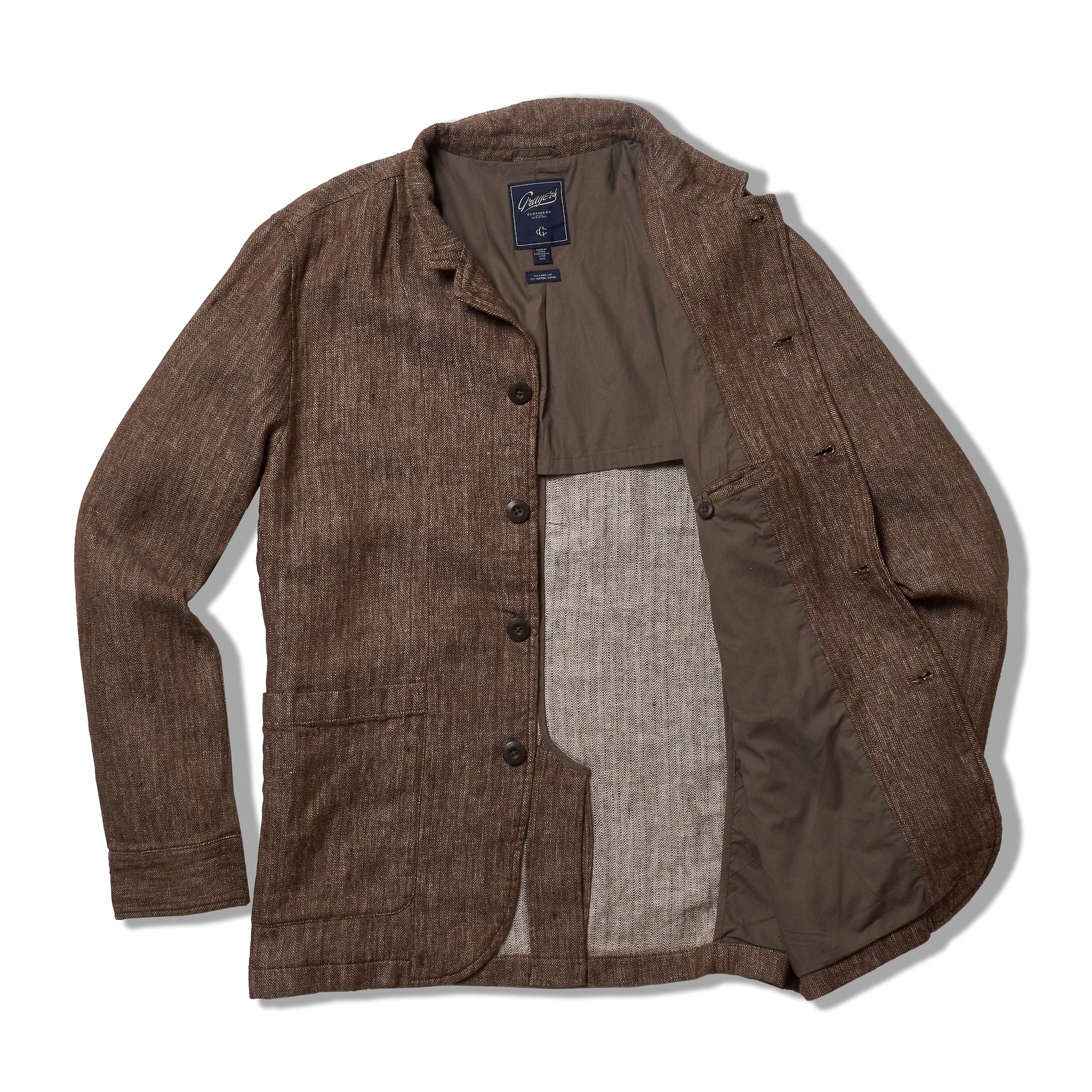 Albemarle Linen Industrial Jacket - Brown Herringbone
