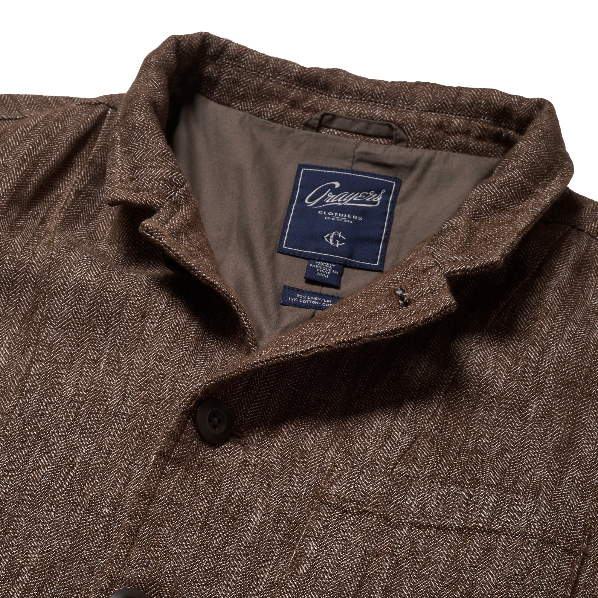 Albemarle Linen Industrial Jacket - Brown Herringbone