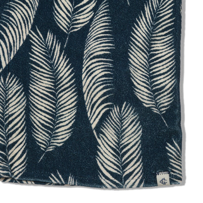 Riviera Terry Button Front Print Shirt - Navy Leaf