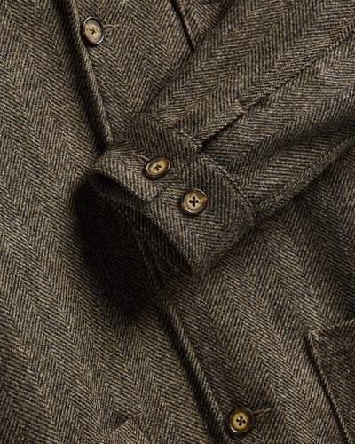 Labura Wool Herringbone Chore Coat - Brown