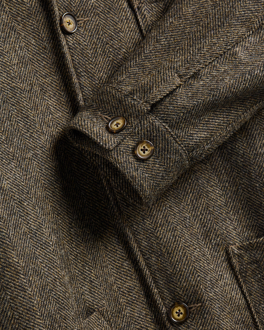 Labura Wool Herringbone Chore Coat - Brown