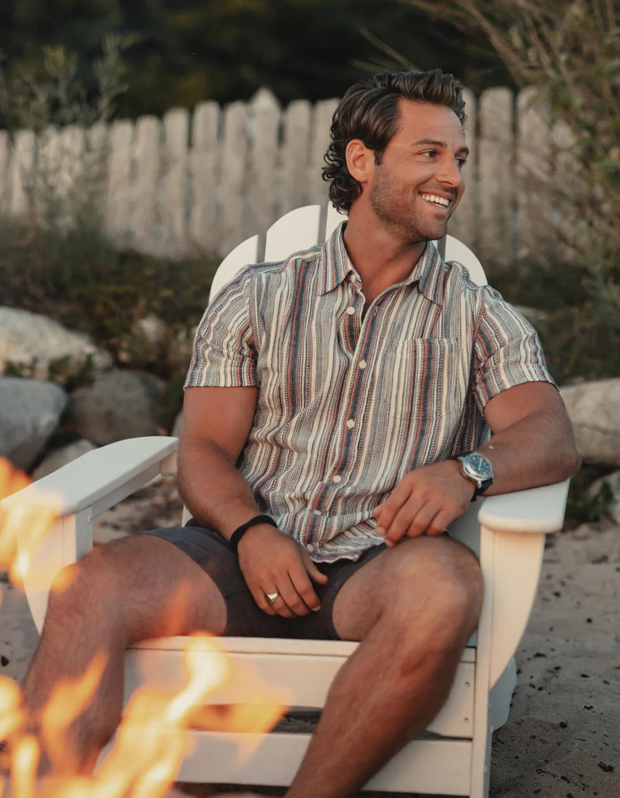 Freshwater Short Sleeve Button Down - Americana Stripe