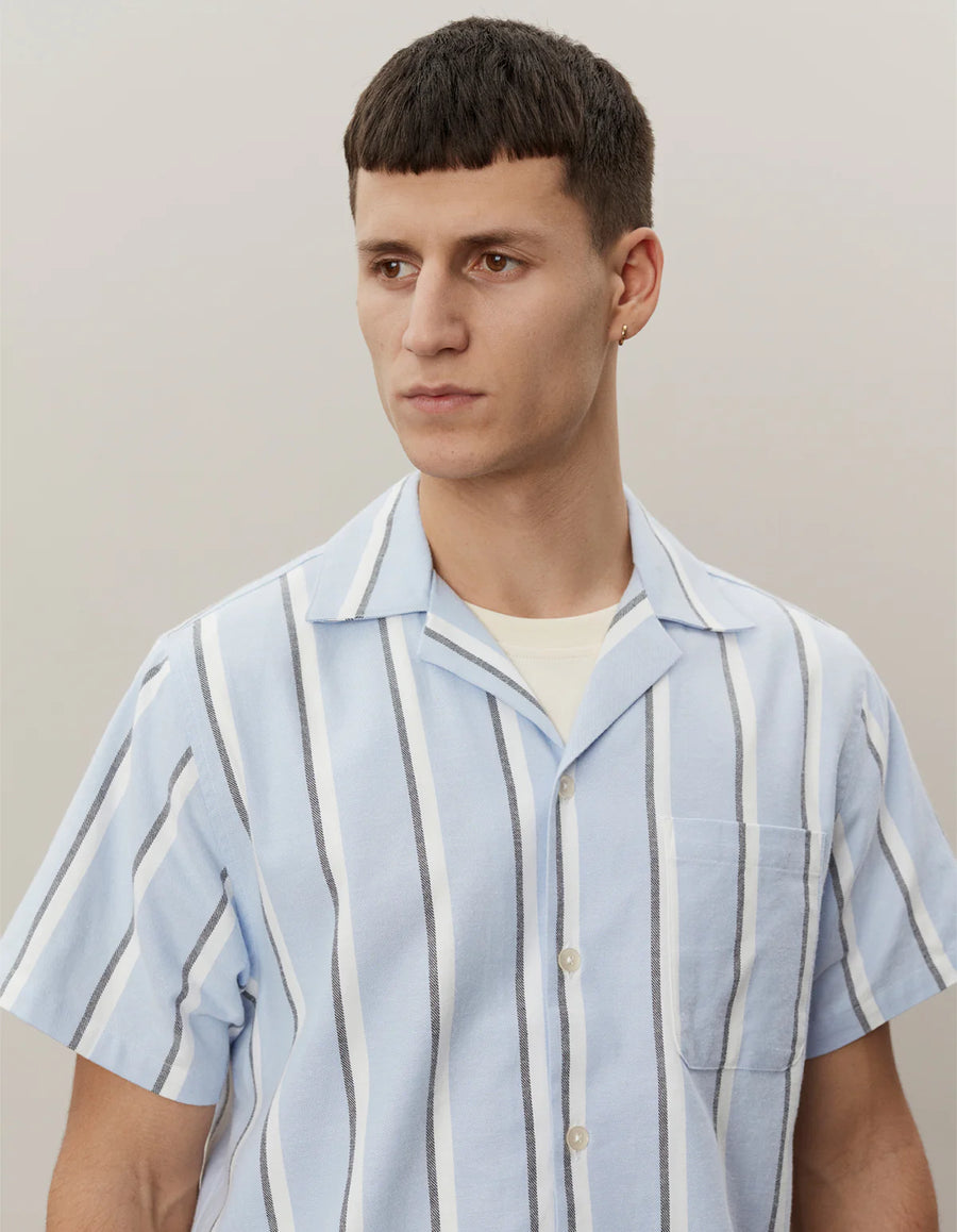 Lawson Stripe Short Sleeve Shirt - Summer Sky & White