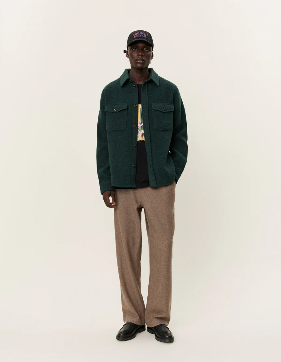 Lennon Boucle Overshirt - Pine Green