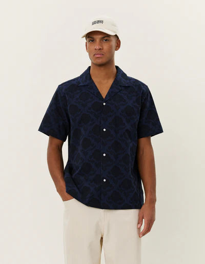 Lesley Flower Tile AOP Short Sleeve Shirt - Navy