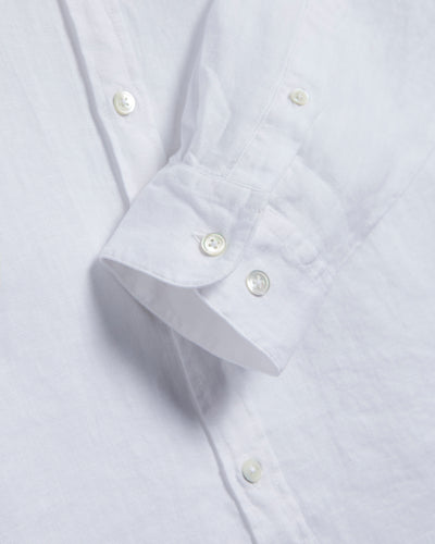 Long Sleeve Linen Button Down - White