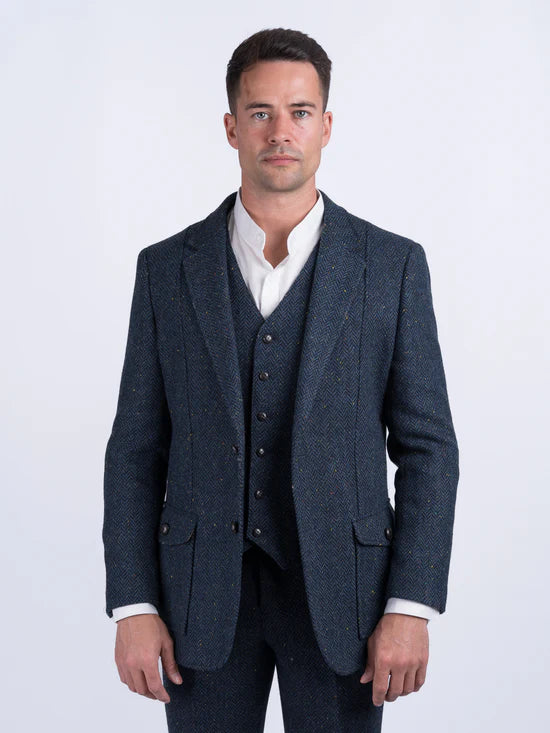 Kavanagh Irish Tweed Classic Fit Blazer - Blue