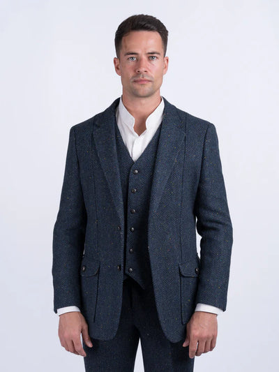Kavanagh Irish Tweed Classic Fit Blazer - Blue
