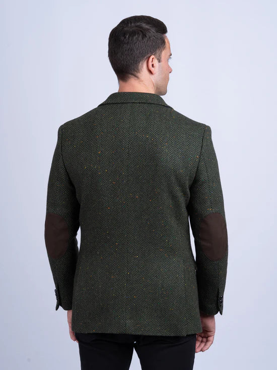 James Stephens Herringbone Poets Jacket - Green