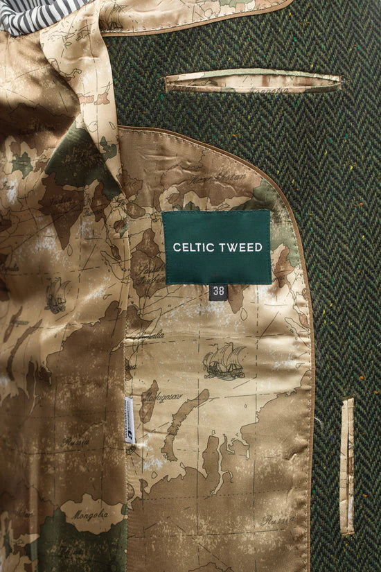 James Stephens Herringbone Poets Jacket - Green