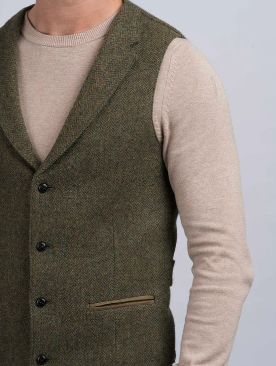 Irish Tweed Waistcoat - Moss Green