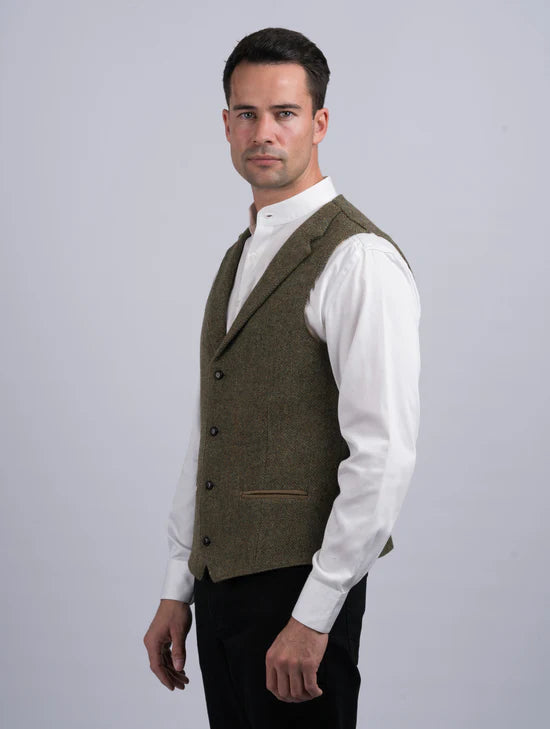 Irish Tweed Waistcoat - Moss Green