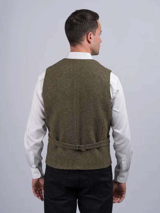 Irish Tweed Waistcoat - Moss Green